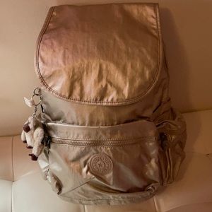 Kipling Ezra gleaming gold metallic backpack 18L 4.75 gallons